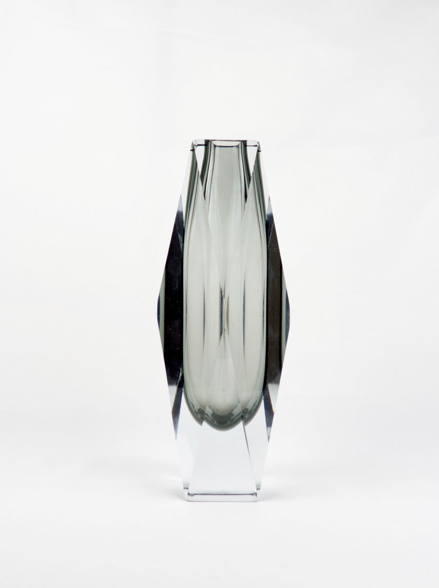 Seguso - Faceted Murano crystal glass vase