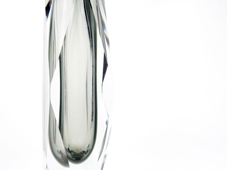 Seguso - Faceted Murano crystal glass vase