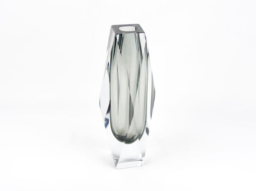 Seguso - Faceted Murano crystal glass vase