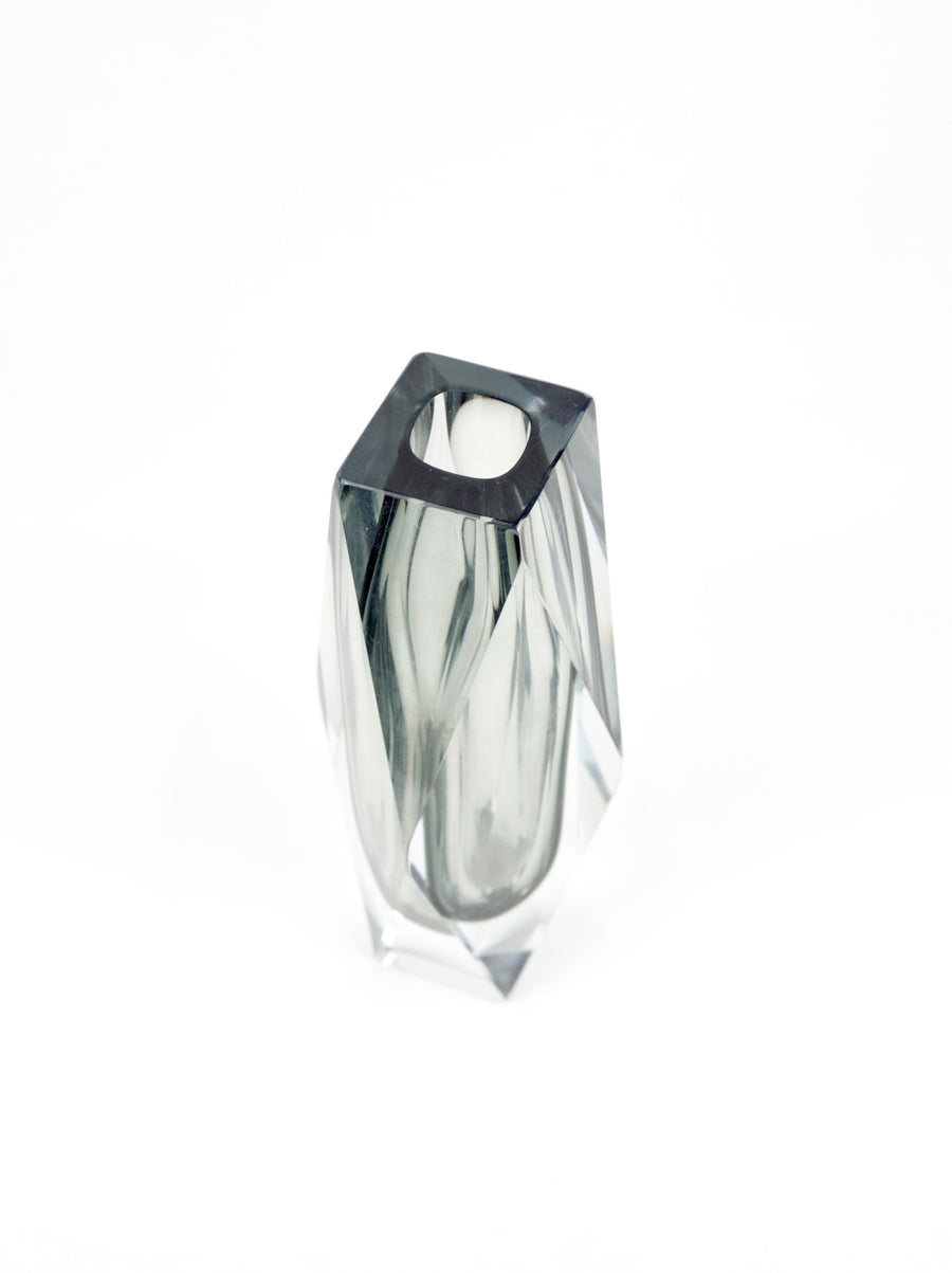 Seguso - Faceted Murano crystal glass vase