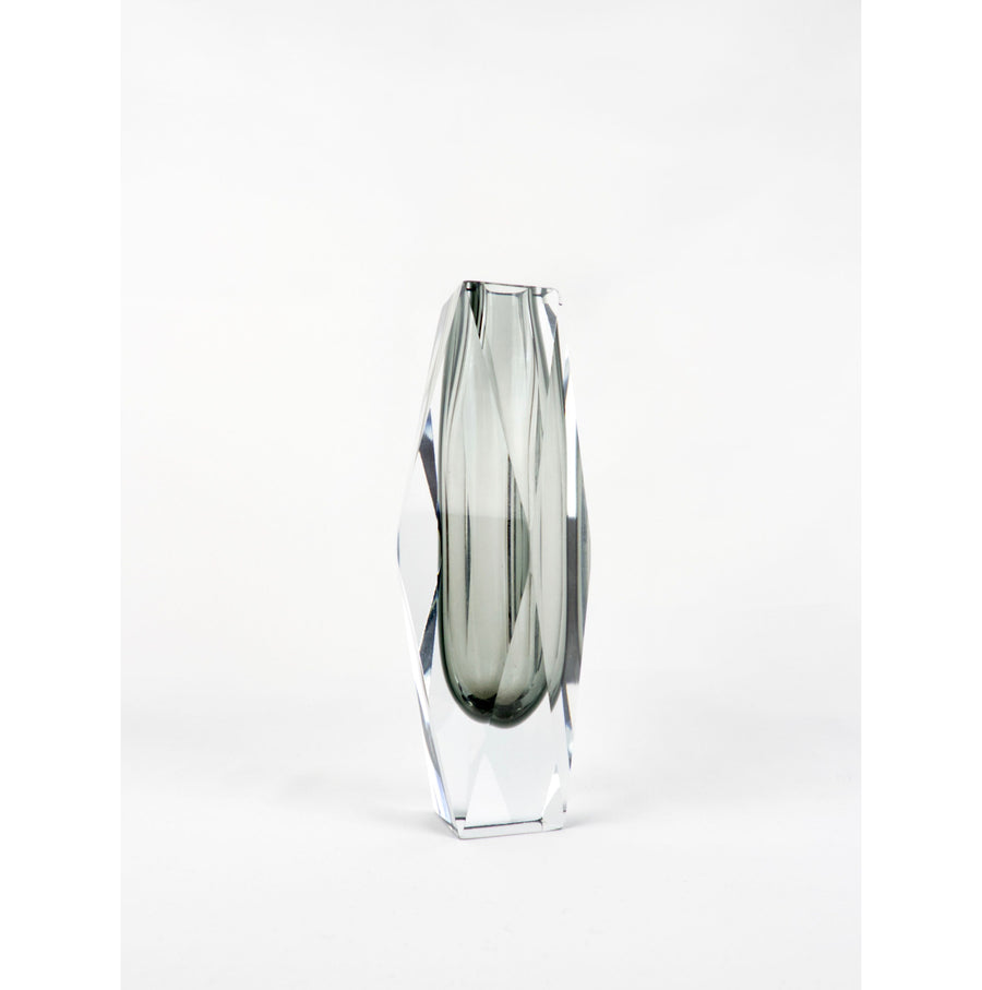 Seguso - Faceted Murano crystal glass vase